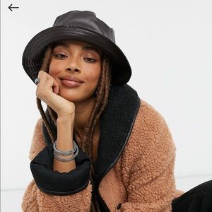 Chocolate Pleather Bucket Hat